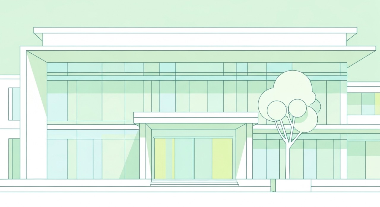 Pandangan luar hadapan bangunan Klinik Kesihatan Balakong yang moden dan tersusun rapi.