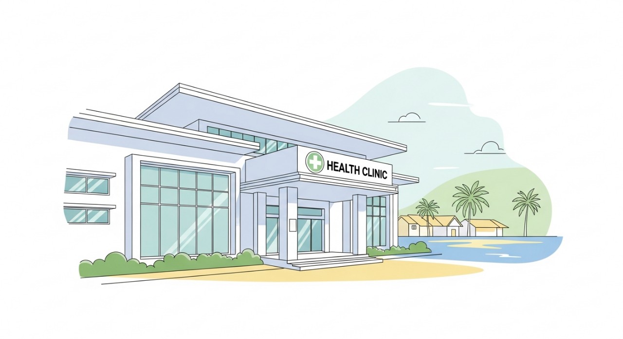 Masa Operasi Klinik Kesihatan Tekek 2026: Jadual Terperinci 1 Gambaran hadapan bangunan Klinik Kesihatan Tekek yang bersih menggunakan garisan dan bentuk geometri minimalis.