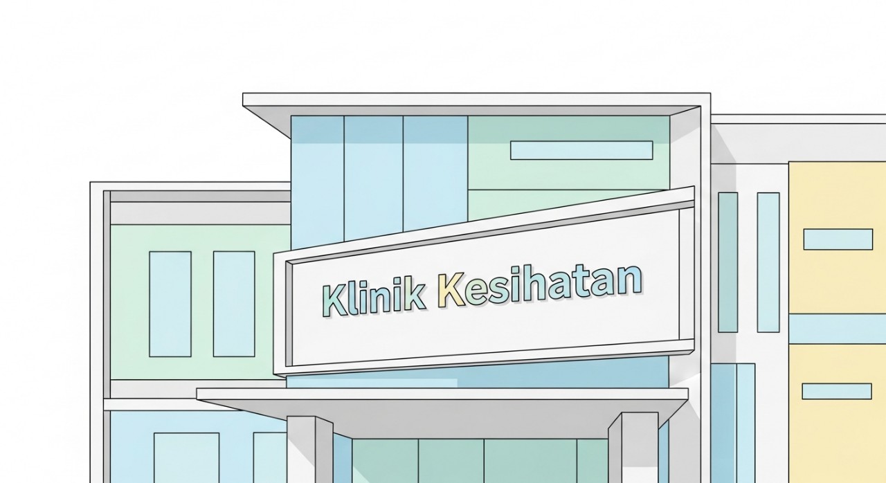 Pandangan hadapan bangunan Klinik Kesihatan Lanchang yang moden dan bersih.