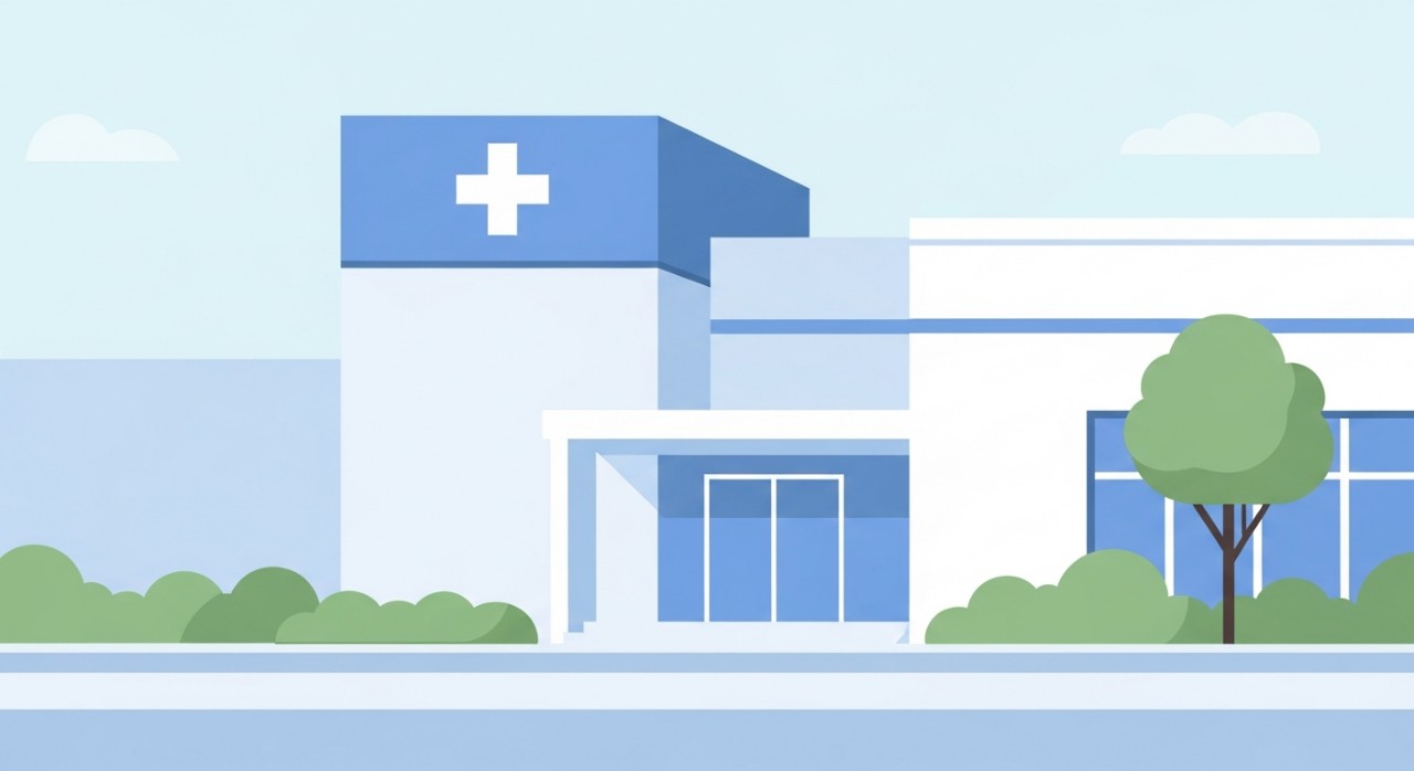 Pandangan hadapan bangunan Klinik Pakar Wanita dan Kanak Kanak Sabrina dengan pintu masuk utama.