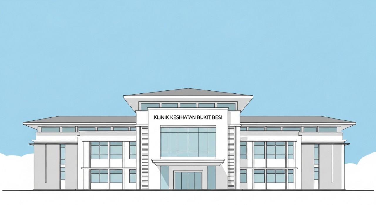 Masa Operasi Klinik Kesihatan Bukit Besi Terkini 2026 2 Pemandangan hadapan bangunan utama Klinik Kesihatan Bukit Besi dari luar pada waktu pagi yang cerah.