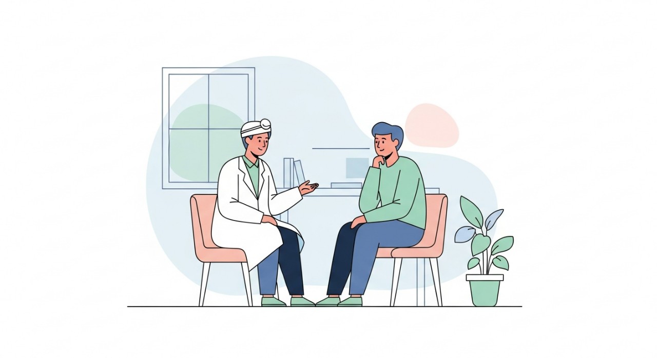 Masa Operasi Poliklinik Kumpulan City Menara 2026 1 Seorang doktor sedang memberi nasihat kepada pesakit di bilik konsultasi.