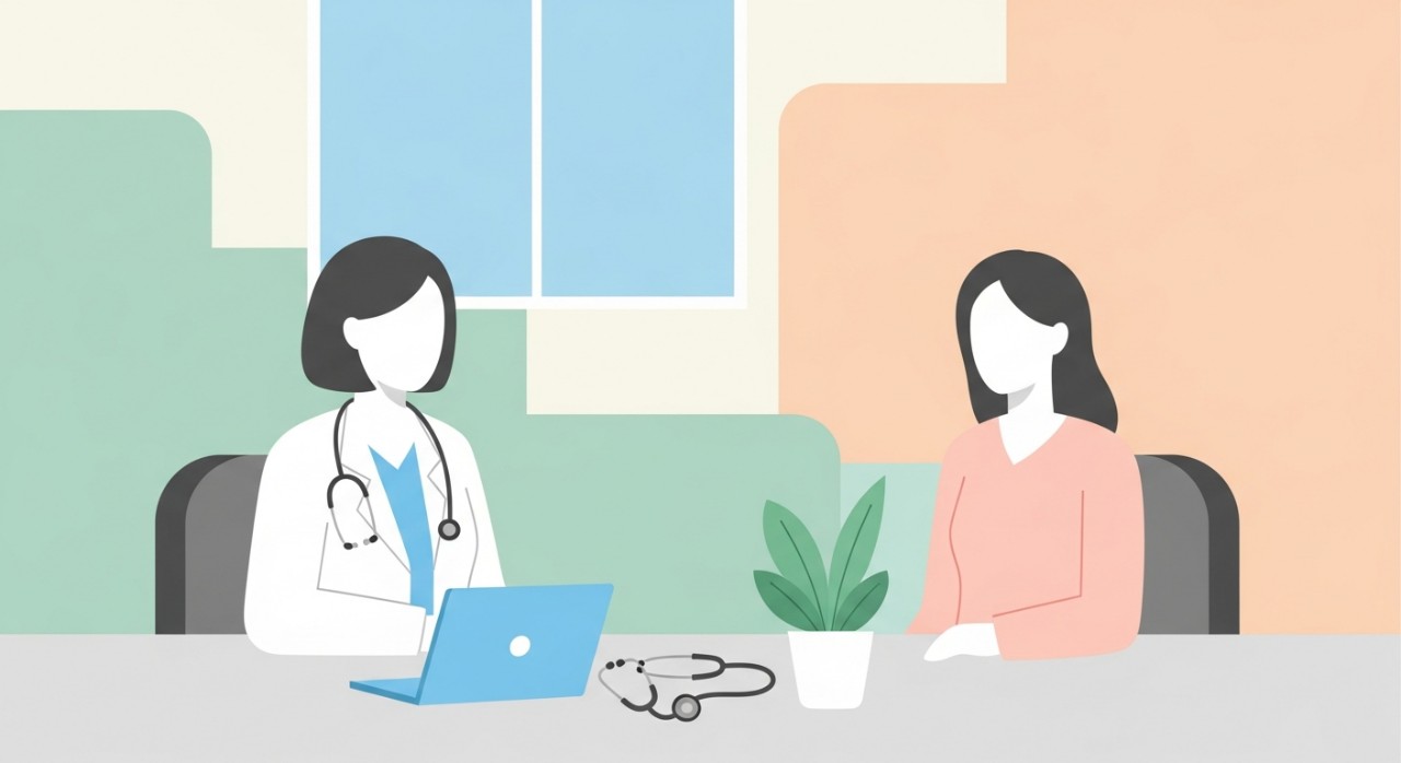 Masa Operasi Klinik Pakar Wanita Seri Kota Terkini 2026 2 Seorang doktor wanita sedang berbincang dengan pesakit di dalam bilik konsultasi.
