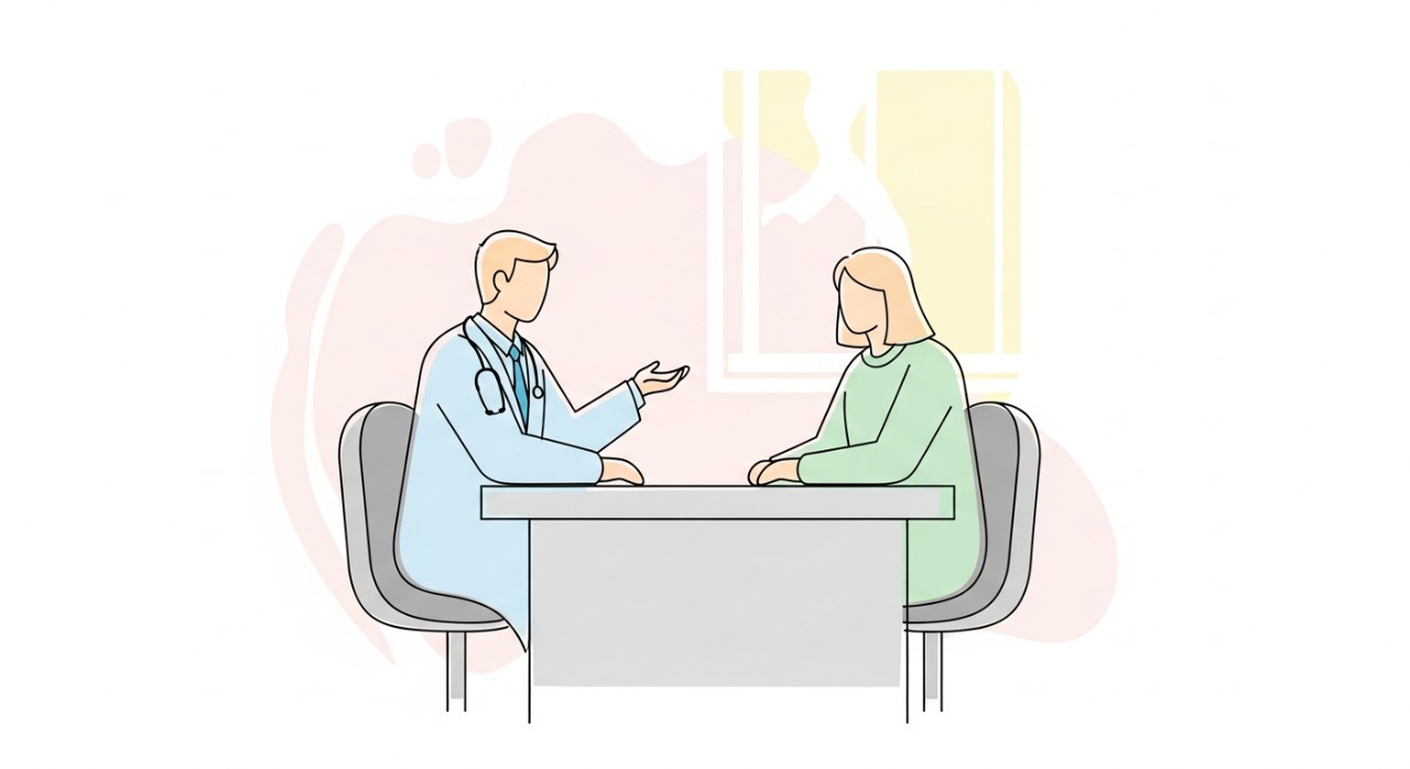 Jadual dan Masa Operasi Klinik Penawar Mersing Terkini 2026 1 Seorang doktor berbincang dengan pesakit di dalam bilik konsultasi klinik.