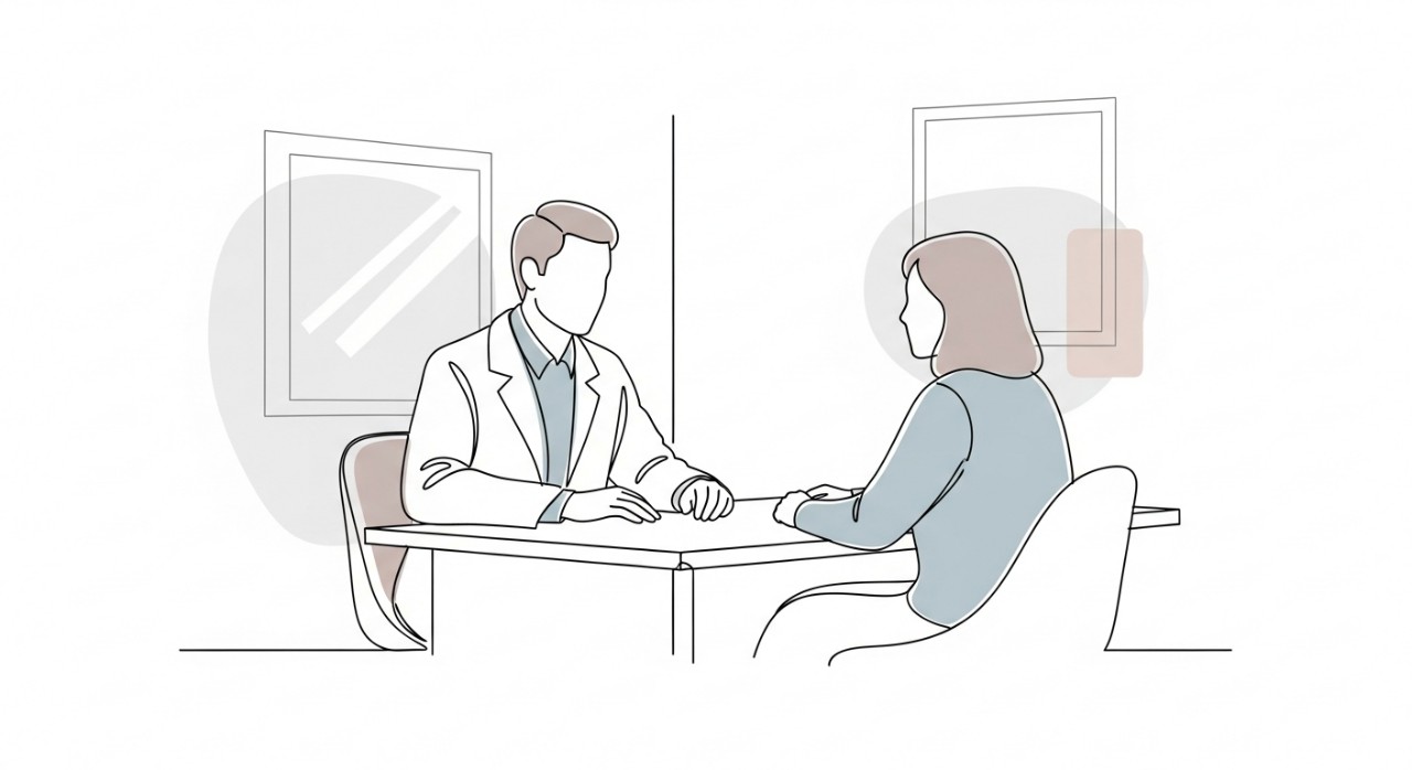 Masa Operasi Klinik Kesihatan Paloh 2 (Terkini 2026) 2 Seorang doktor memakai kot putih sedang memberikan konsultasi atau rawatan awal kepada seorang pesakit di meja pejabat.