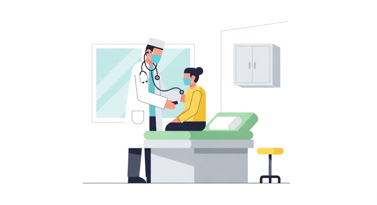 Masa Operasi Klinik Desa Permatang Sintok Terkini 2026 2 Seorang doktor wanita sedang berbincang dengan seorang pesakit di dalam bilik rawatan.