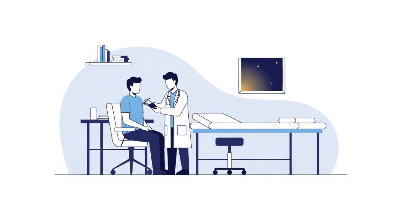 Senarai Klinik 24 Jam Cheras: Waktu Operasi & Lokasi Terkini 1 Doktor sedang memeriksa pesakit di bilik rawatan klinik.