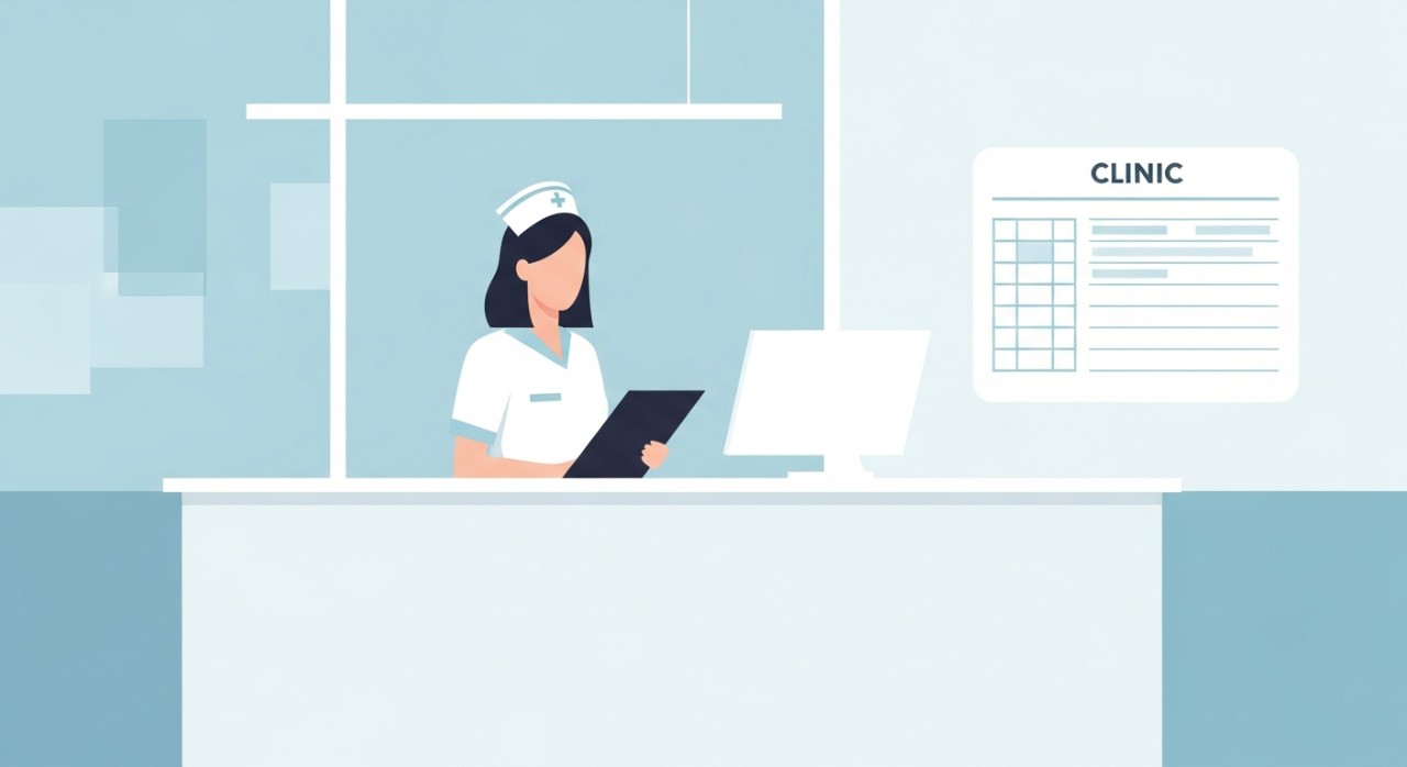 Masa Operasi Klinik Kesihatan Kuala Besut Terkini 2026 1 Jam dinding besar di ruang menunggu yang menunjukkan waktu pagi.