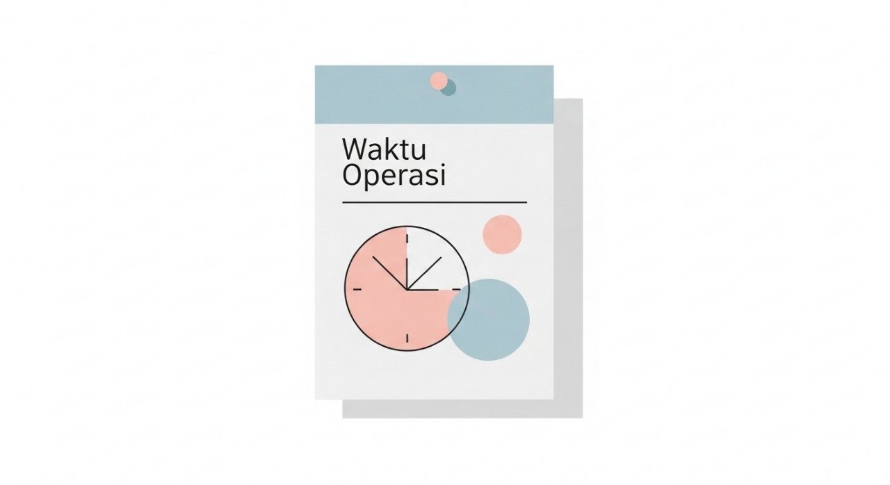 Sekeping notis jadual waktu operasi yang jelas dan ringkas dipamerkan di dinding.