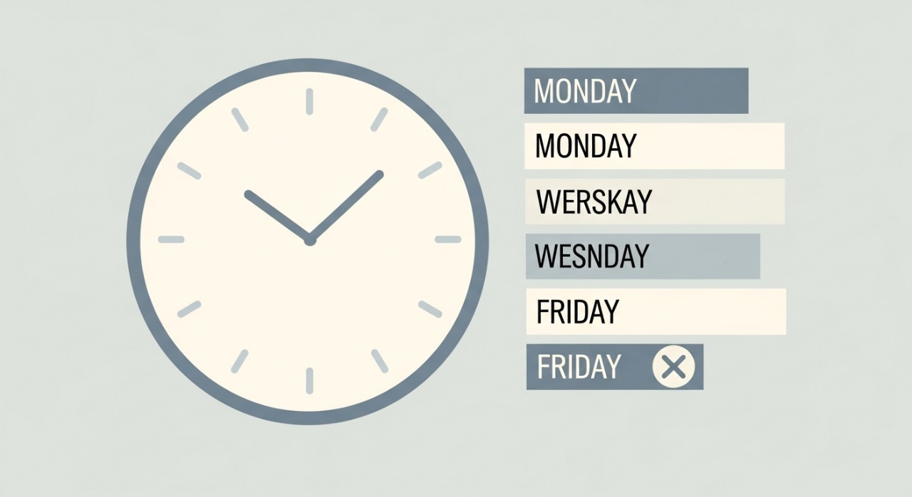 Jadual waktu harian yang menunjukkan hari dan masa operasi yang telah ditetapkan.