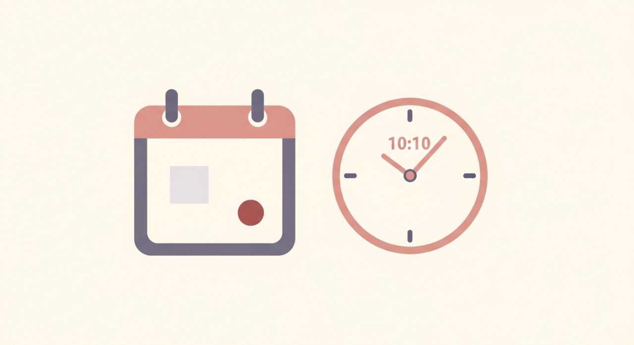 Ikon kalendar dan jam yang ringkas, melambangkan penetapan jadual atau waktu temujanji.