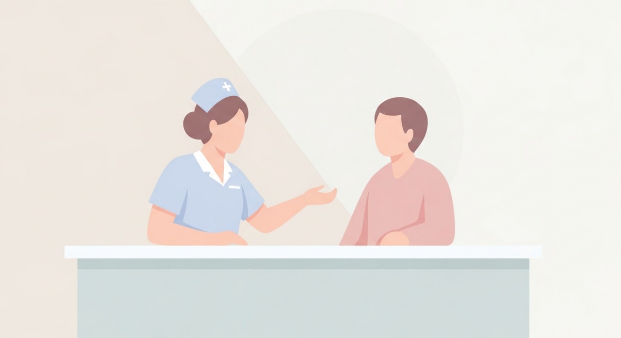 Masa Operasi Klinik Kesihatan Dong 2026: Jadual Rasmi 2 Seorang jururawat sedang memberikan penerangan atau perkhidmatan di kaunter pendaftaran klinik.