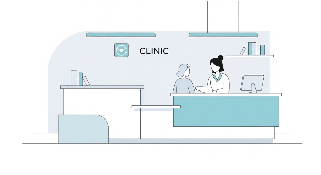 Panduan Masa Operasi Klinik Pergigian Besar Melaka 2026 1 Seorang kakitangan klinik sedang membantu pesakit membuat janji temu di kaunter pendaftaran.