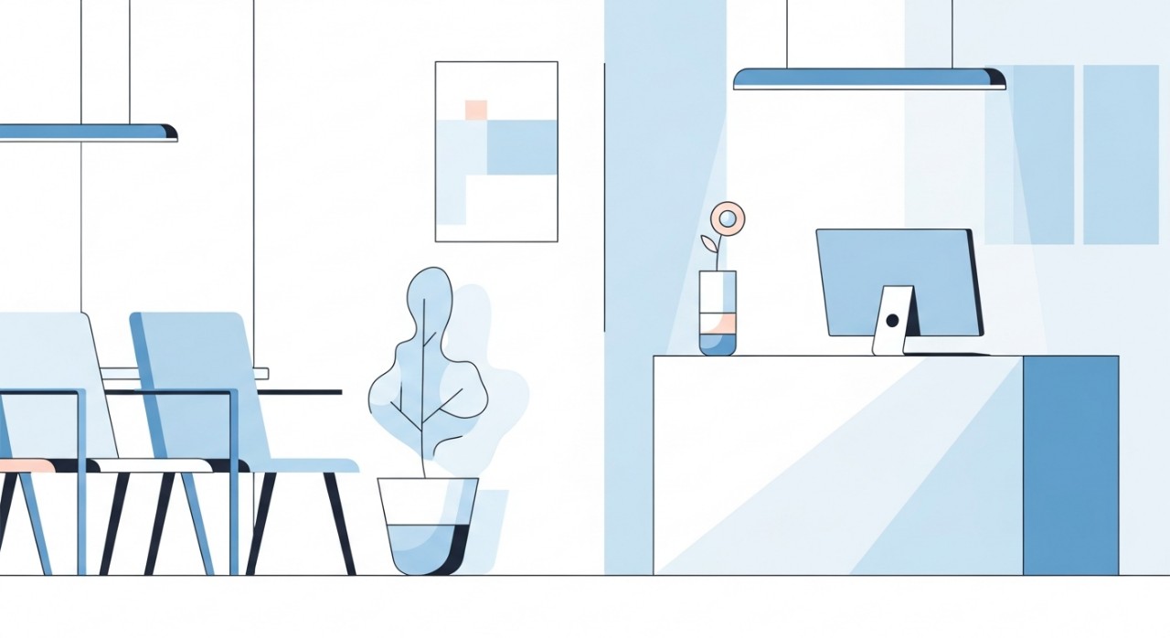 Jadual Penuh Masa Operasi Klinik Pergigian Smile Craft 2026 1 Ruang menunggu yang bersih dan minimalis di kaunter penerimaan klinik.