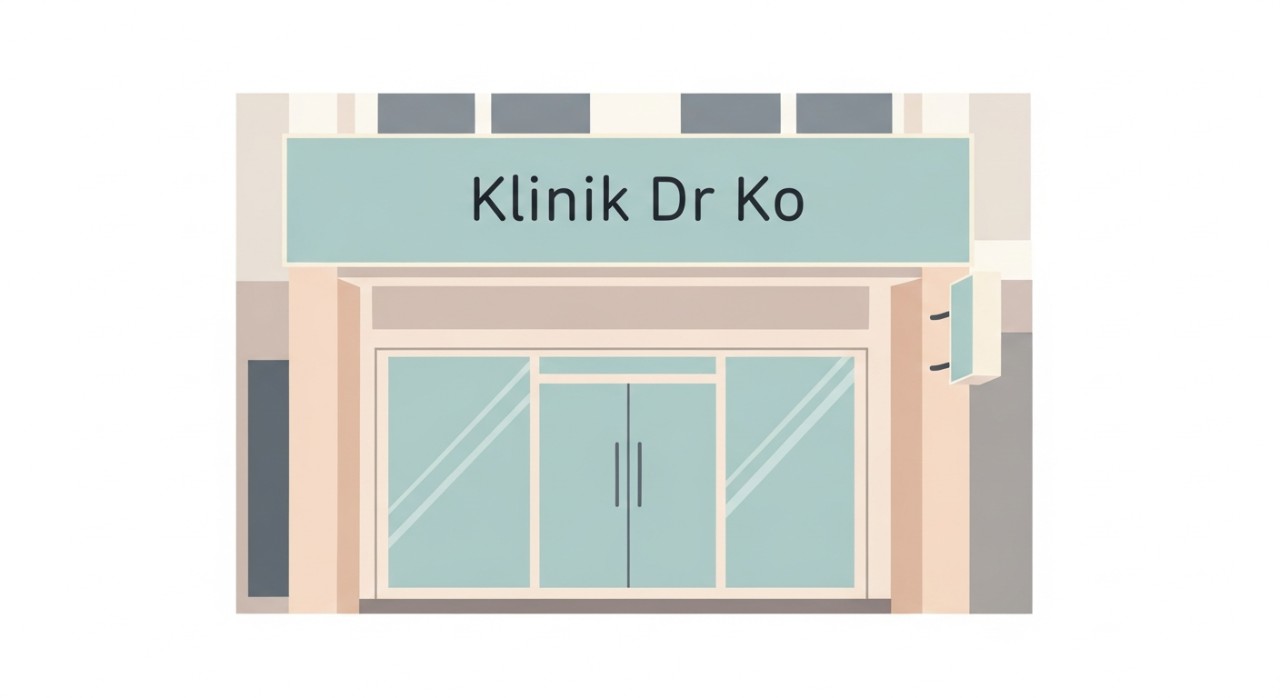 Masa Operasi Klinik Dr Ko Cheras 2026: Jadual Terkini 1 Papan tanda luar Klinik Dr Ko yang mudah dilihat di kawasan komersial Cheras.