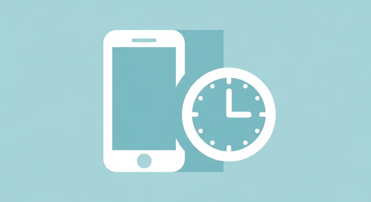 Ikon telefon bimbit besar bersebelahan dengan ikon waktu untuk menunjukkan masa menghubungi klinik.