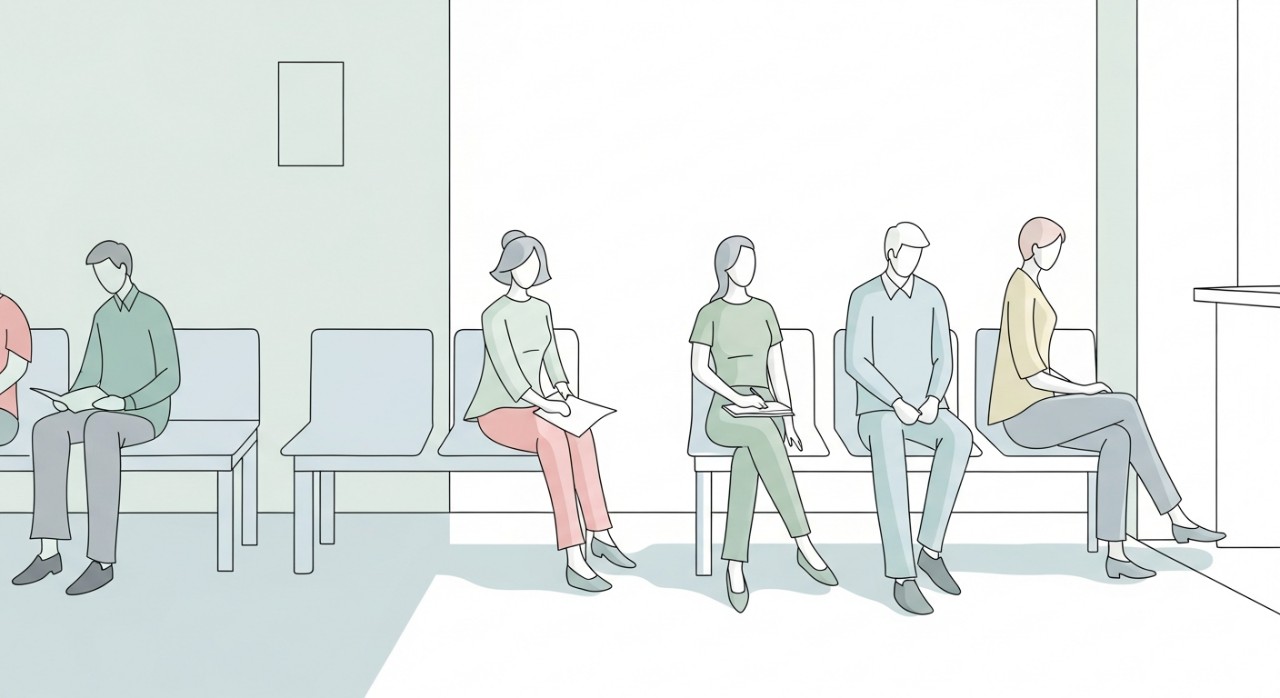 Masa Operasi Klinik Kesihatan Pelangai 2026: Jadual Terkini 1 Beberapa orang sedang duduk menunggu giliran di kerusi ruang lobi klinik.