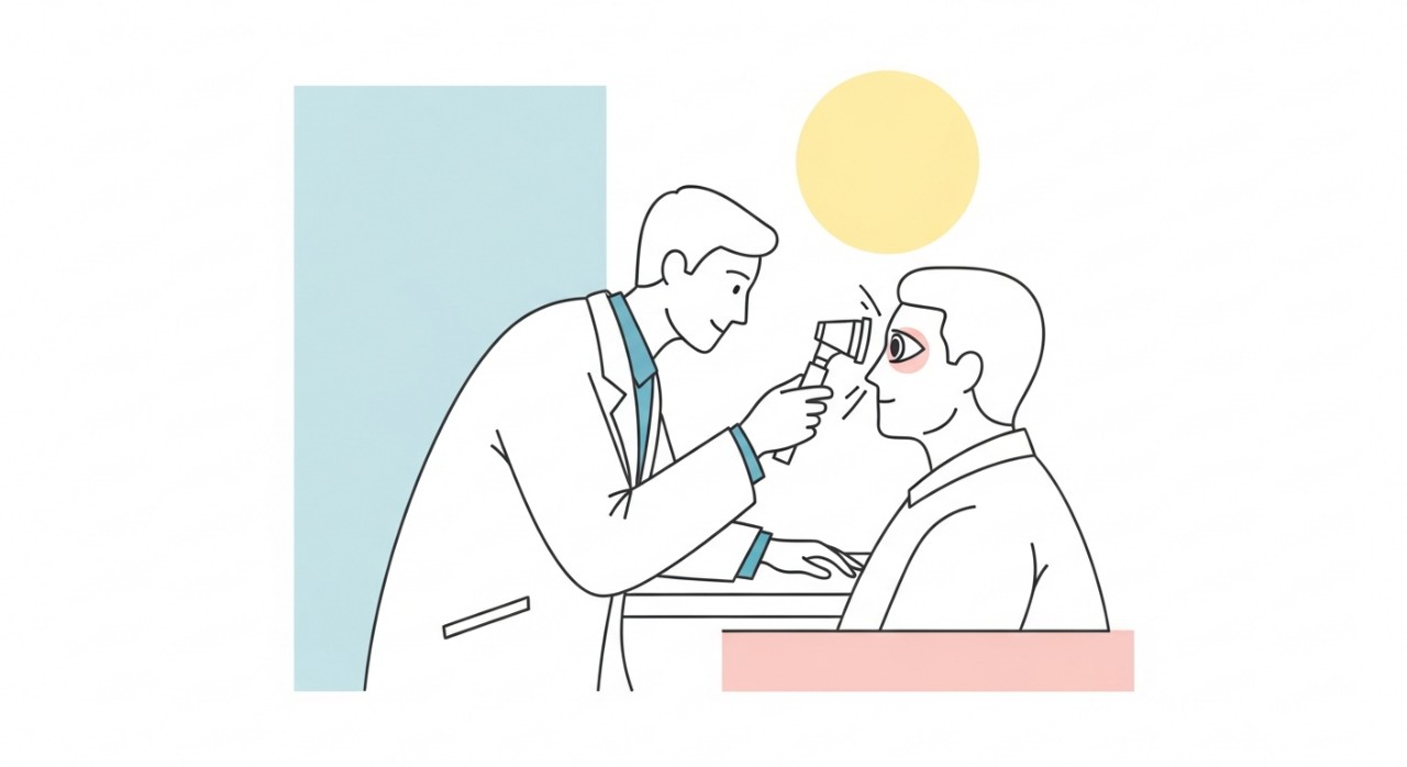 Masa Operasi Klinik Pakar Mata Lee 2026: Jadual Terperinci 1 Seorang doktor pakar mata sedang menggunakan peralatan untuk memeriksa mata pesakit.