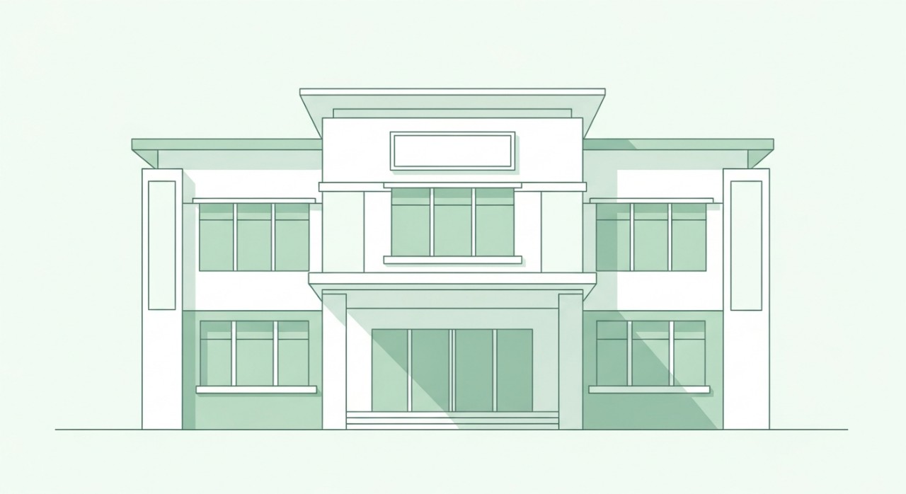 Bangunan hadapan Klinik Kesihatan Sook dengan papan tanda.