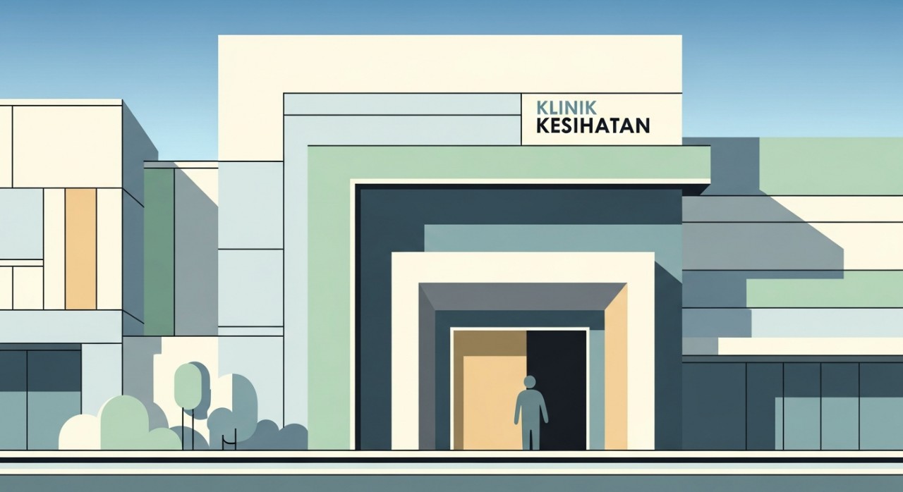 Pandangan hadapan bangunan Klinik Kesihatan Petra Jaya yang moden dan bersih pada waktu pagi.