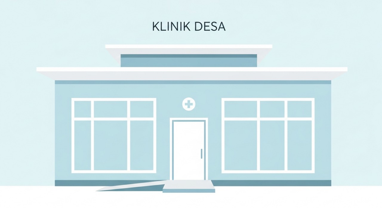 Pandangan hadapan bangunan Klinik Desa Segama yang ringkas dengan pintu masuk yang jelas.