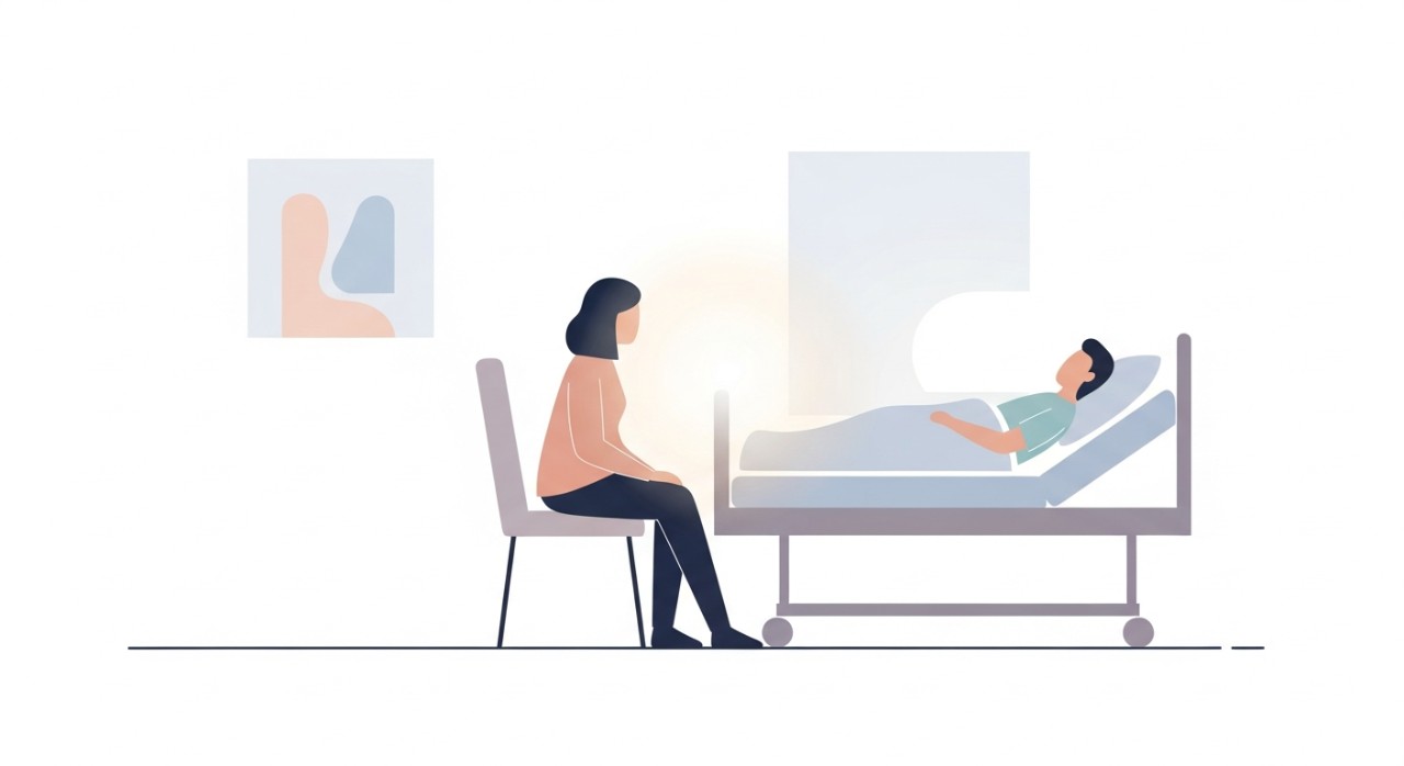 Masa Melawat Pantai Ayer Keroh Medical Centre 2026 1 Seorang pelawat sedang duduk di kerusi sambil memerhatikan pesakit yang sedang berehat di katil wad.