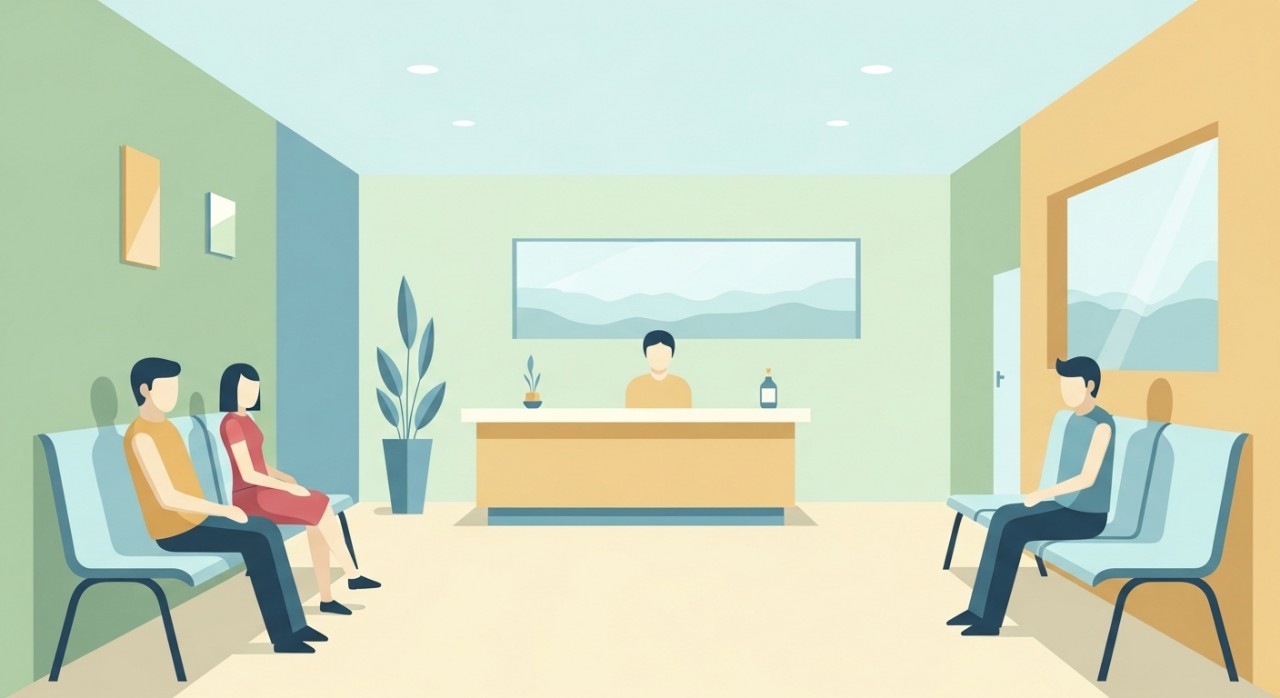 Masa Operasi Klinik Mediviron Bukit Beruntung Terkini 2026 2 Beberapa orang pesakit duduk di kerusi sambil menunggu giliran di ruang menunggu yang bersih.