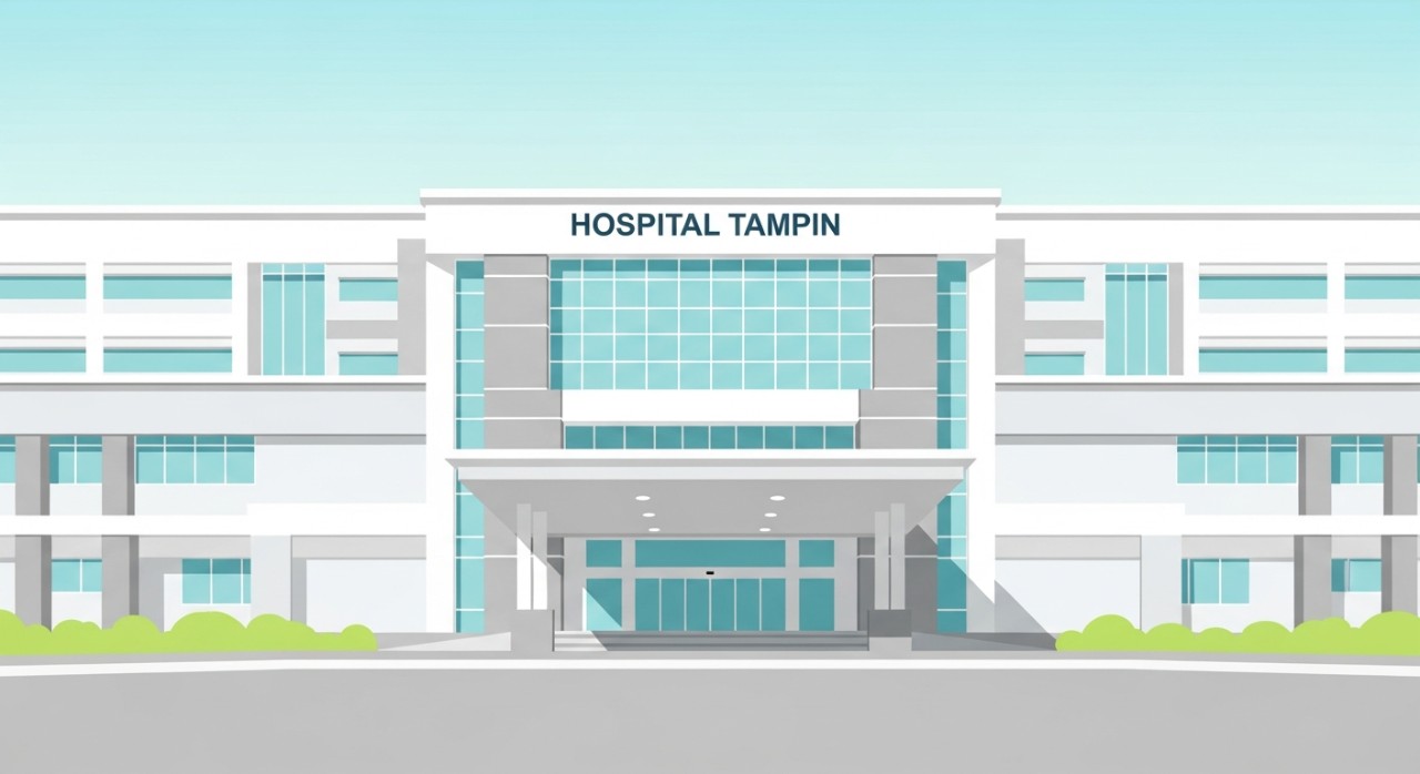 Masa Operasi Hospital Tampin 2026: Jadual Lengkap & Terkini 1 Pemandangan hadapan pintu masuk utama Hospital Tampin pada waktu siang.