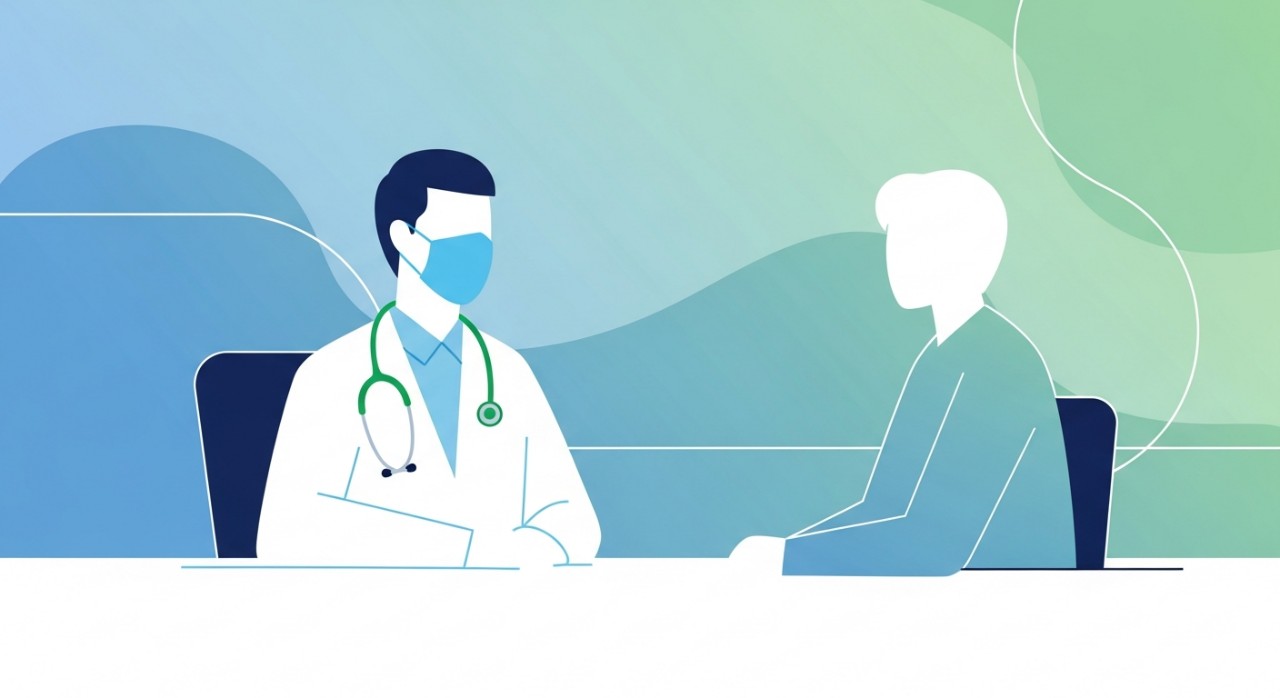 Masa Operasi Klinik Kesihatan Damak 2026: Jadual Terkini 2 Seorang doktor sedang memberikan konsultasi kepada pesakit di dalam bilik rawatan klinik.