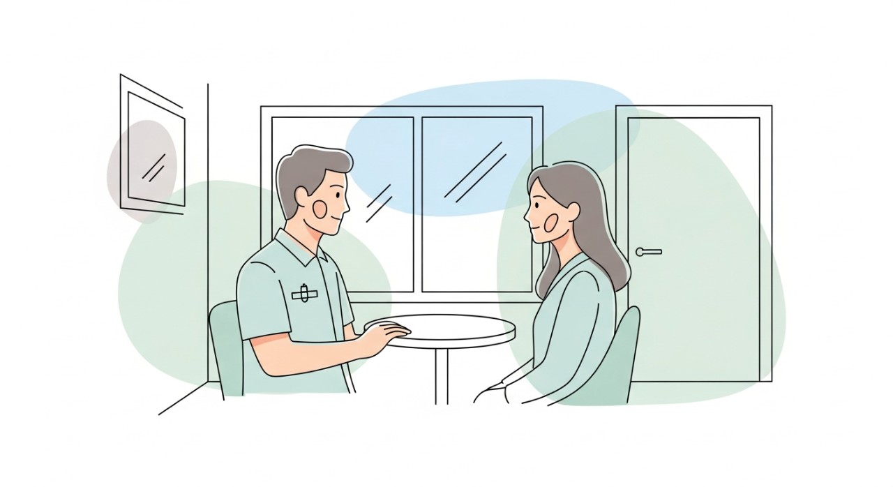 Masa Operasi Klinik Pakar Kulit Ting 2026: Jadual Terkini 1 Seorang pesakit sedang berbincang dengan doktor pakar kulit di meja konsultasi.