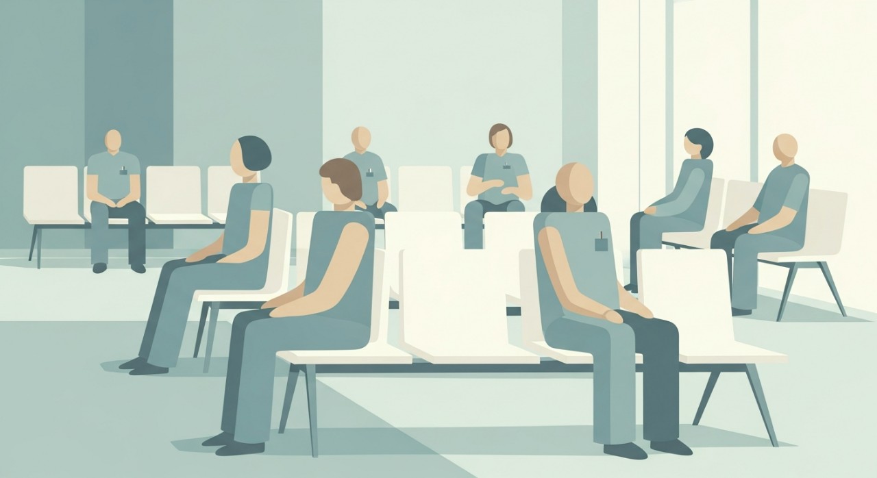 Masa Operasi Klinik Kesihatan Jelawat 2026: Jadual Penuh 1 Beberapa pesakit sedang menunggu giliran di ruang menunggu klinik kesihatan yang tenang.