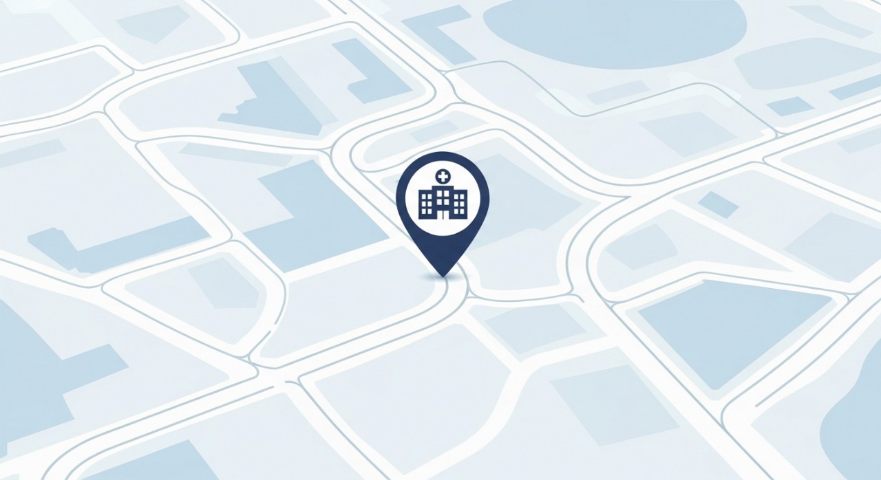 Peta ringkas menunjukkan laluan menuju ke bangunan Klinik Kesihatan Kampung Gajah.