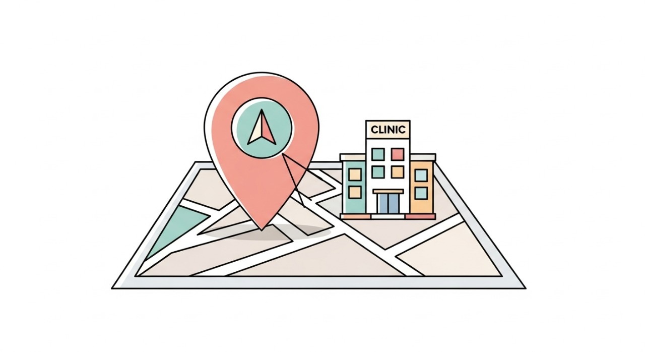 Masa Operasi Klinik Kesihatan Meru 2026: Jadual Terperinci 1 Simbol pin lokasi berwarna merah di atas peta ringkas kawasan Meru yang menunjukkan laluan ke klinik.