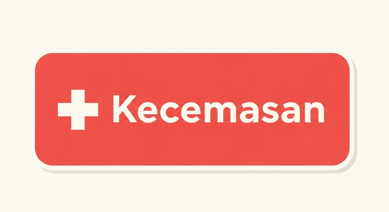 Papan tanda merah unit kecemasan hospital dengan simbol palang perubatan.