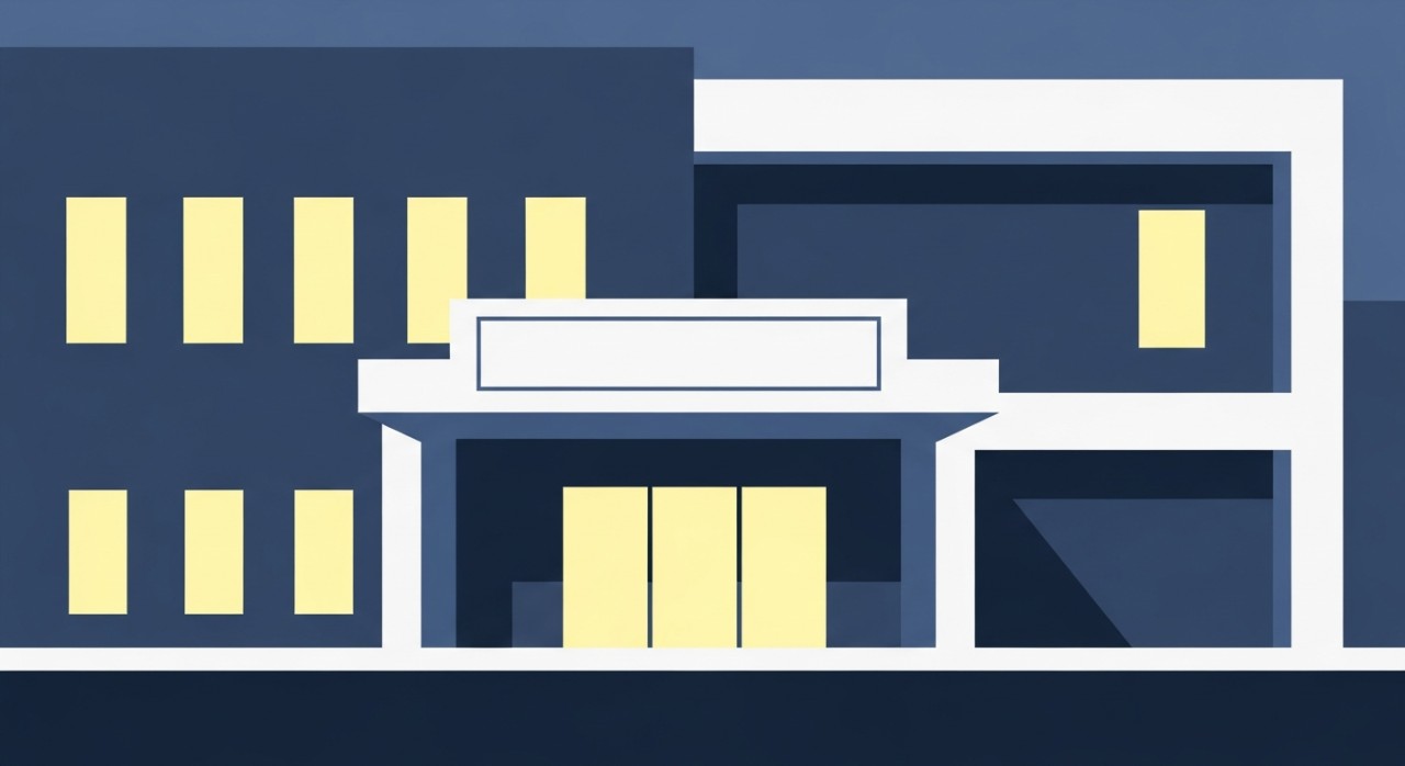 Masa Operasi Hospital Kapit Terkini 2026 & Panduan 1 Pemandangan minimalis pintu masuk utama Hospital Kapit yang disinari lampu pada waktu malam.