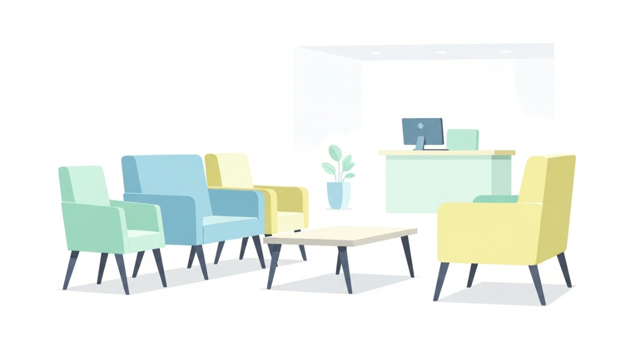 Jadual dan Masa Melawat IKONIK Eye Specialist Centre 2026 1 Kawasan ruang menunggu yang cerah dengan kerusi yang selesa dan meja pendaftaran di pusat pakar mata.