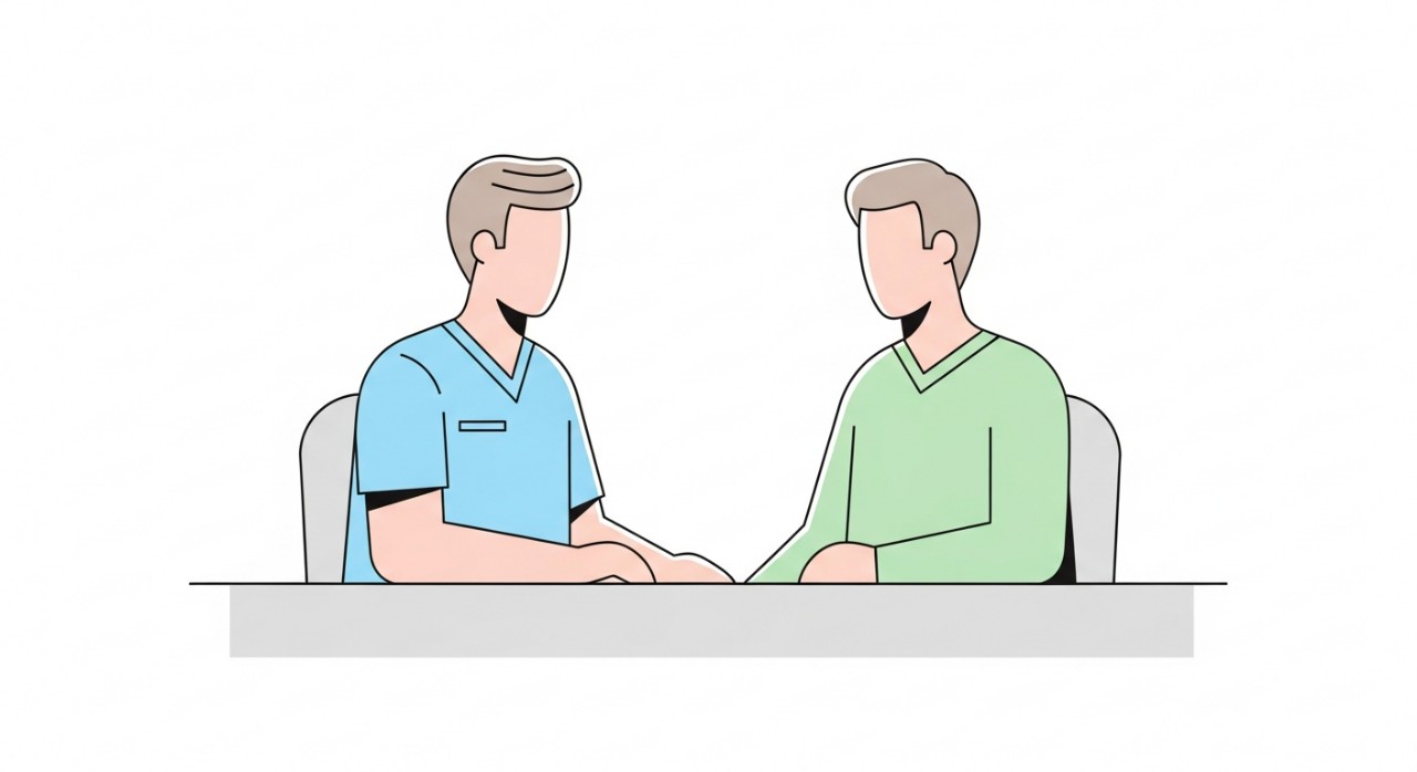 Masa Operasi Klinik Kesihatan Bidor Terkini 2026 2 Seorang doktor berbaju putih sedang berbual dengan pesakit di meja konsultasi.