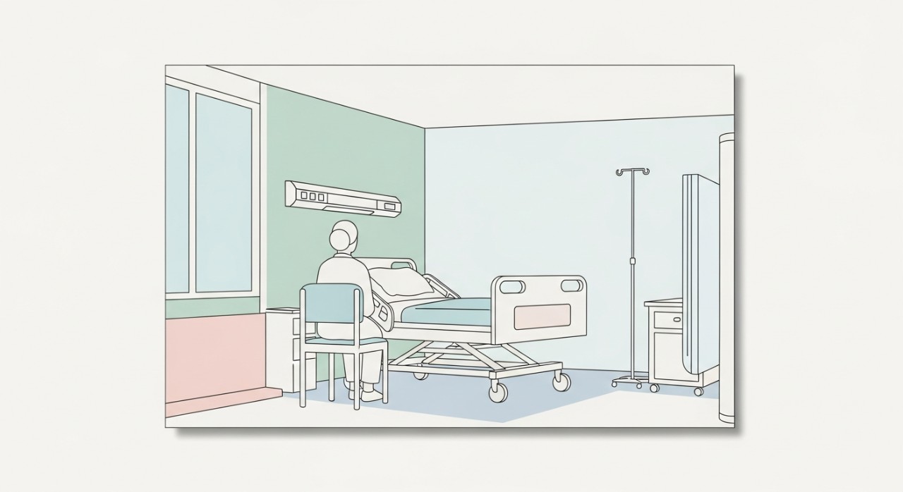 Masa Melawat Hospital Pakar Al Islam 2026 & Panduan Lengkap 1 Seorang pelawat sedang duduk berbual mesra dengan pesakit di katil hospital.