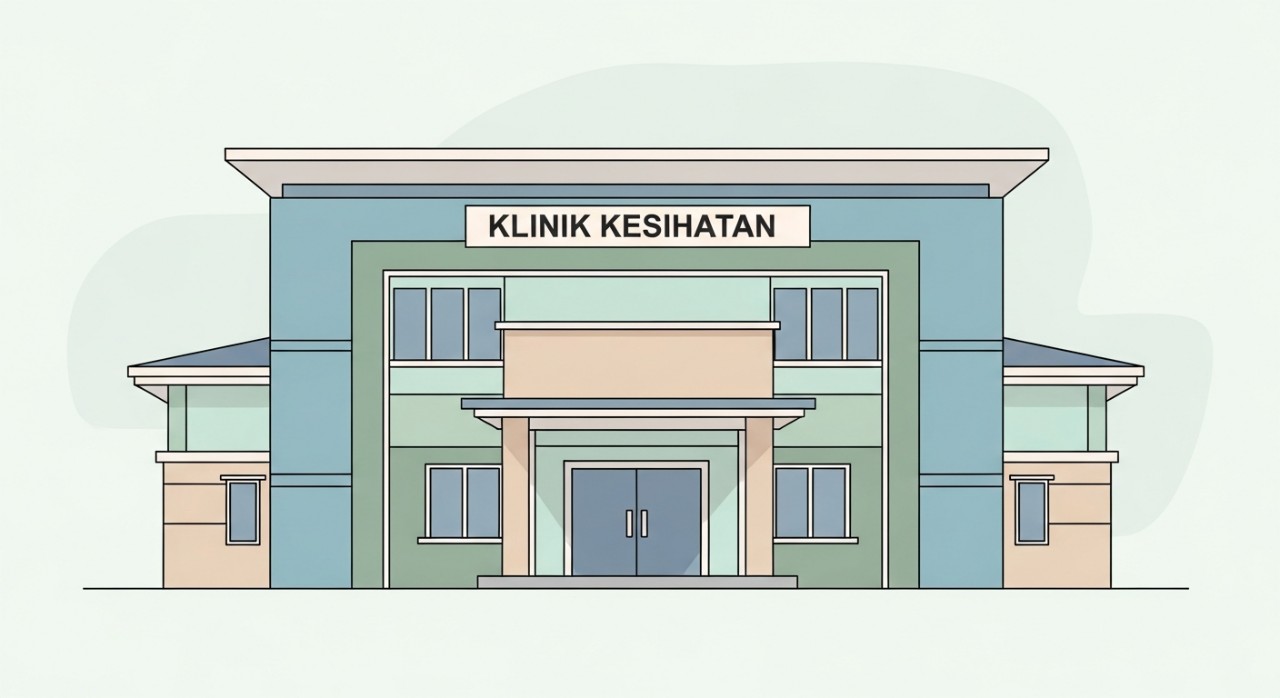 Pandangan luar hadapan bangunan utama Klinik Kesihatan Grik yang tersergam.