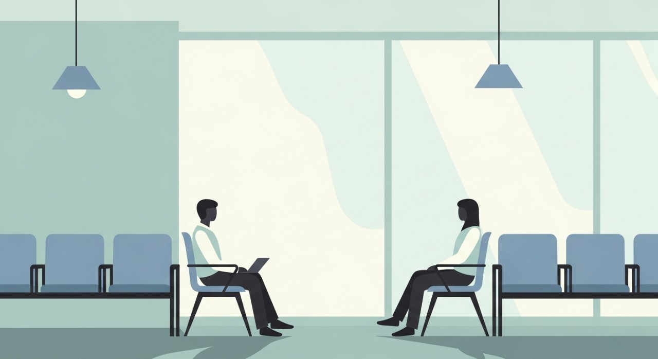 Masa Melawat Northern Specialist Eye Centre Terkini 2026 1 Beberapa orang pelawat sedang duduk menunggu di kerusi lobi hospital mata yang moden.