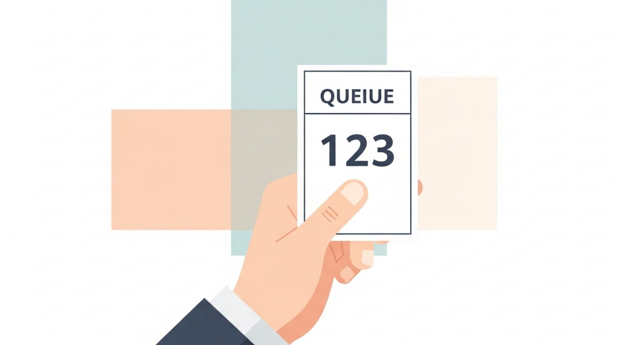 Tangan memegang erat slip nombor giliran di kawasan menunggu.